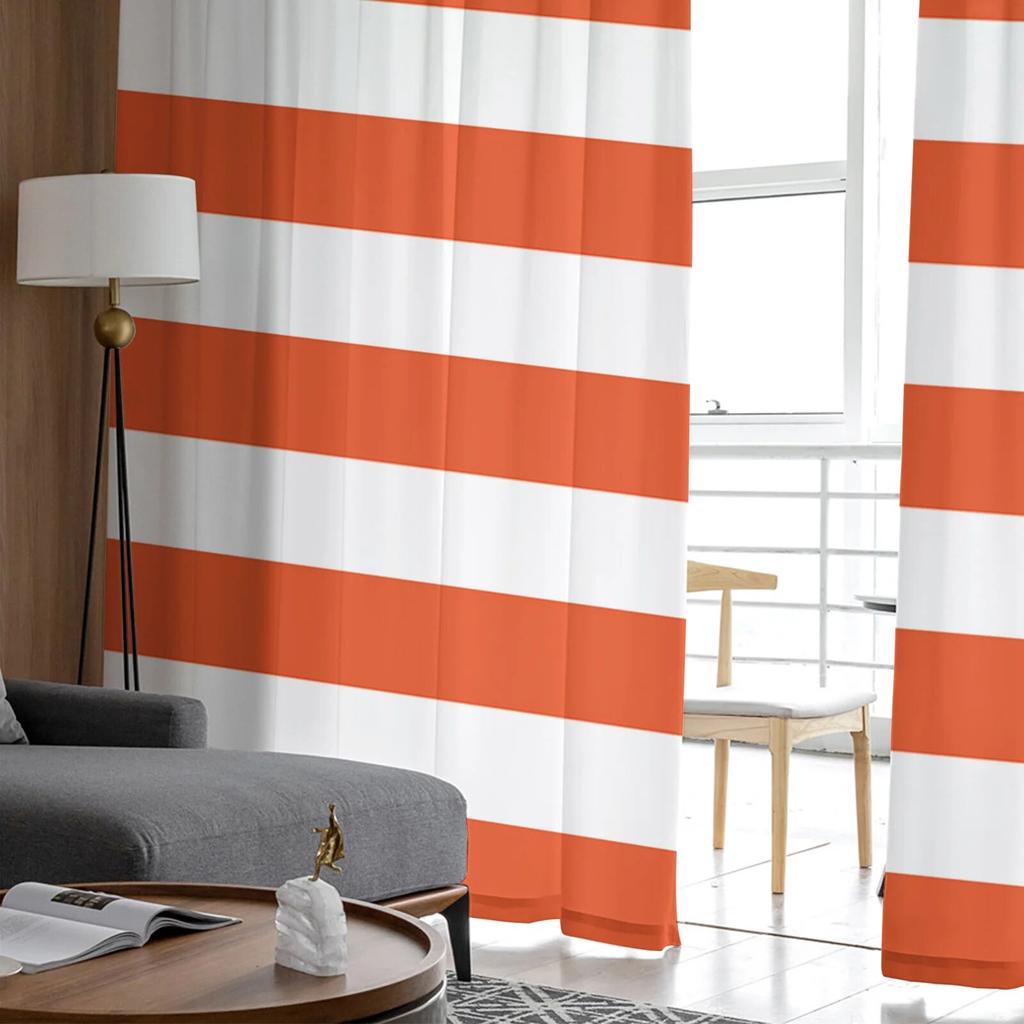 Stripes Orange Tulle Curtains Living Room Kitchen Chiffon Curtain Bedroom Balcony Sheer Curtain Fashion Home Decor