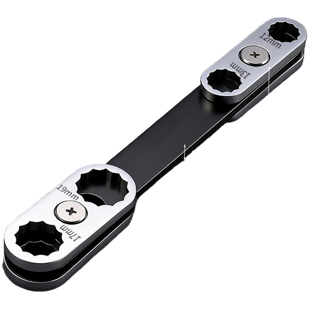 360 Degree Rotating Manual Adjustable Wrench with Open and Box Ends Constructed from Chrome Vanadium Steel for Fastener Handling