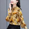 Elegant Simulation Silk Loose Shirt Women's Spring Fashion  Print Loose Blouse