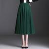 Women's High-Waist Mid-Length Pleated Mesh Skirt