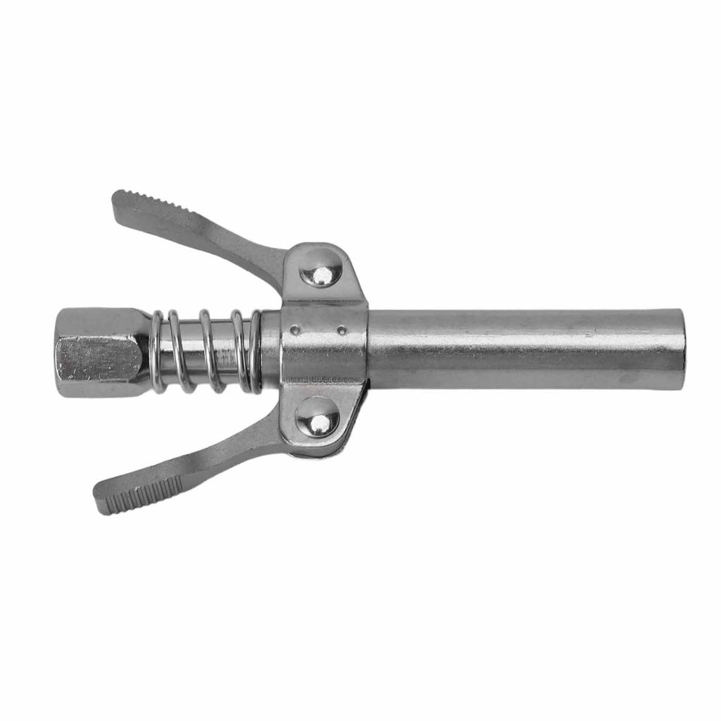 Double Handle Gear Oil Nozzle Lengthened Lock Clamp Type High Pressure Grease Gun Nozzle Silver