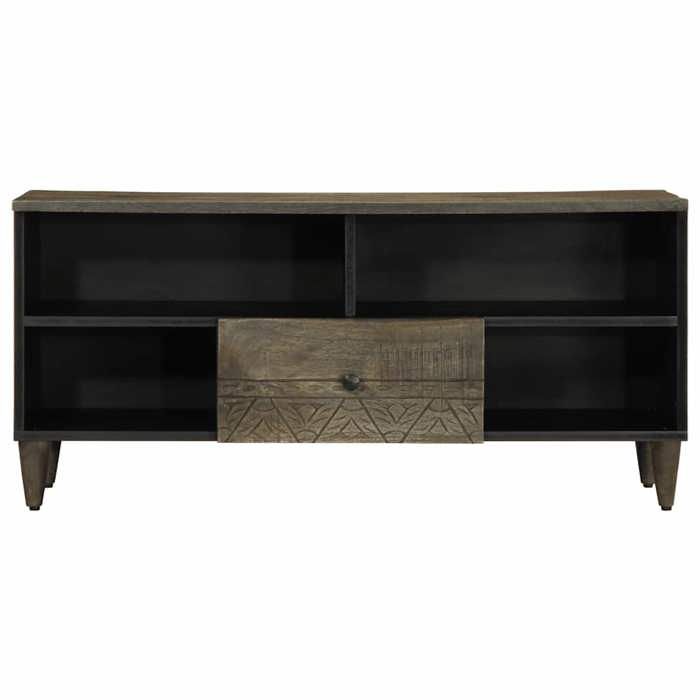 VidaXL Meuble TV noir 100x33x46 cm bois massif de manguier, banc TV, meuble télé, meuble multimédia, buffet TV, meuble hifi, 4017808