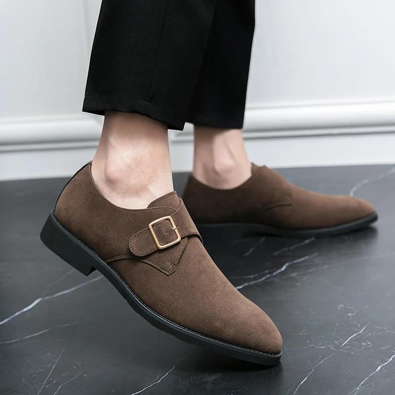 Moda lusso nero marrone pelle scamosciata cinturino con fibbia in metallo scarpe Oxford Classiche da uomo formali da lavoro scarpe da cerimonia