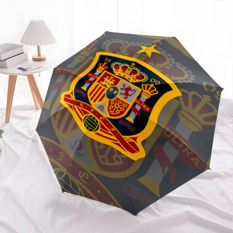 Spain National Football Team Pattern, Automatic Folding Umbrella, Portable and Foldable Design, 8 Ribs, a Christmas or Birthday Gift.