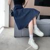 DIMANAF 2025 Übergröße Sommer Denim Röcke Damen Locker Elastisch Mode A-Linie Jeansrock Hohe Taille Maxi