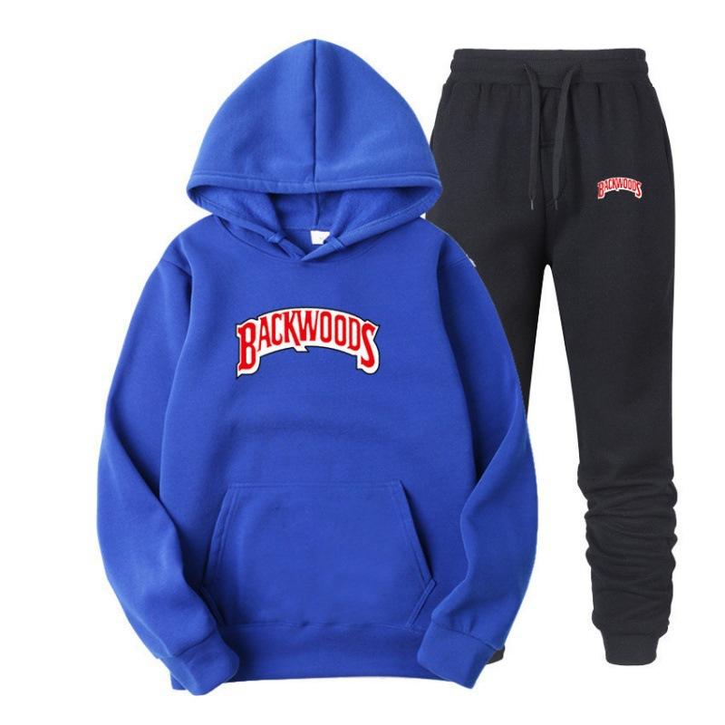 Tide Brand Sweater Set BACKWOODS Printed Men's and Women's Fleece Hoodie Two-piece Set