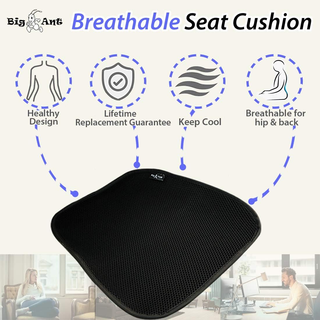 Дышащая подушка для автомобильного сиденья с большим муравьем — фото 7