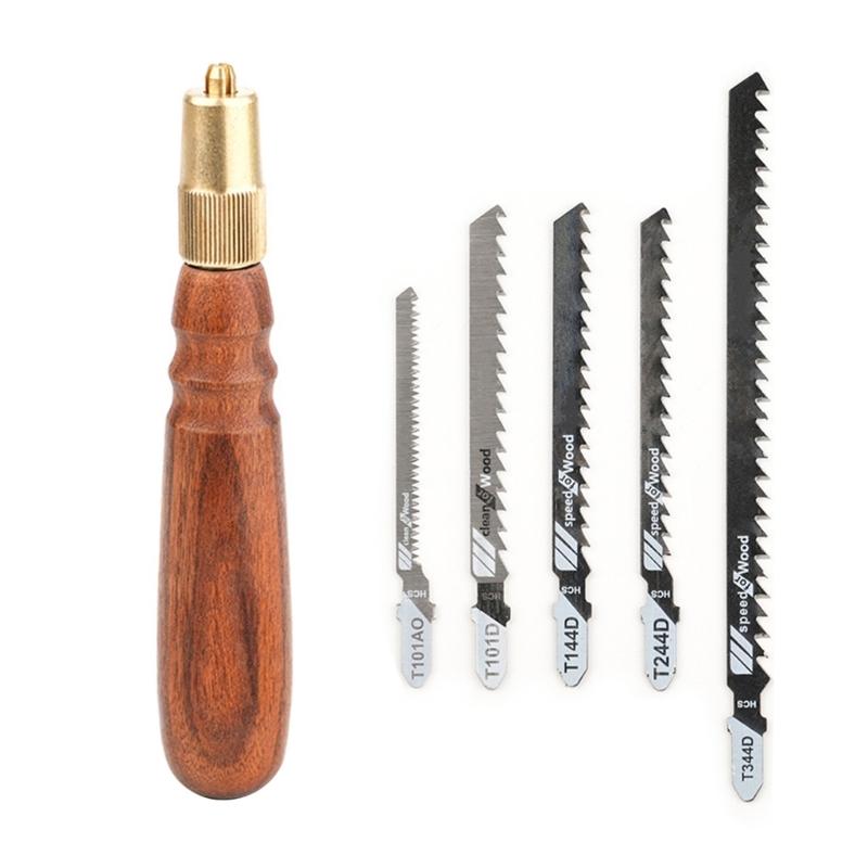 

Wood Grip Handsaw Set With 5 Exchangeable Cutter Head Accessories For Home Renovations Timber, Plastic Efficient Cutting