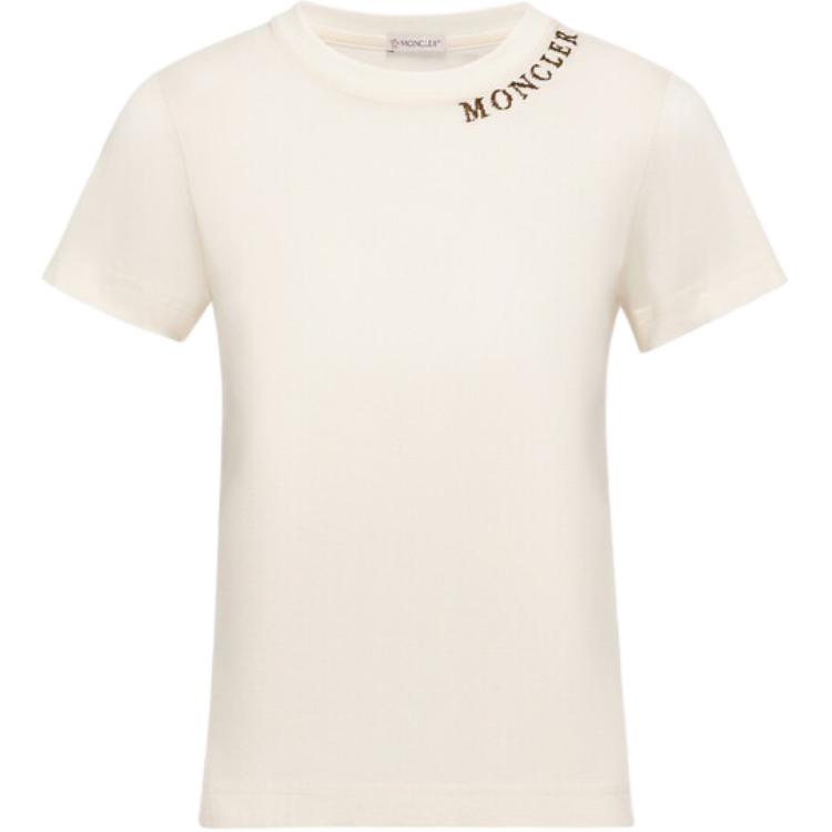 Moncler Womens Logo Textured Solid Color Short Sleeve Casual T-Shirt Women Tops L20938C0000489AJU034