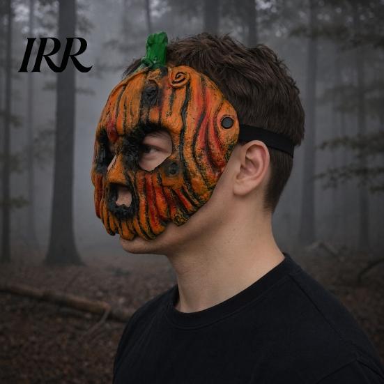 Dreidimensionale Texturmaske Halloween Kürbis für Erwachsene, Gruselig-Schauriger Kopf Retro Used Full Face Maskerade Requisite, Cosplay Kostüm