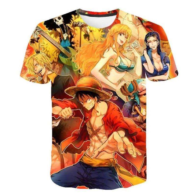 European and American Trendy New One Piece Rubber Man Luffy 3D Digital Printed Cartoon Cool Boy T-shirt