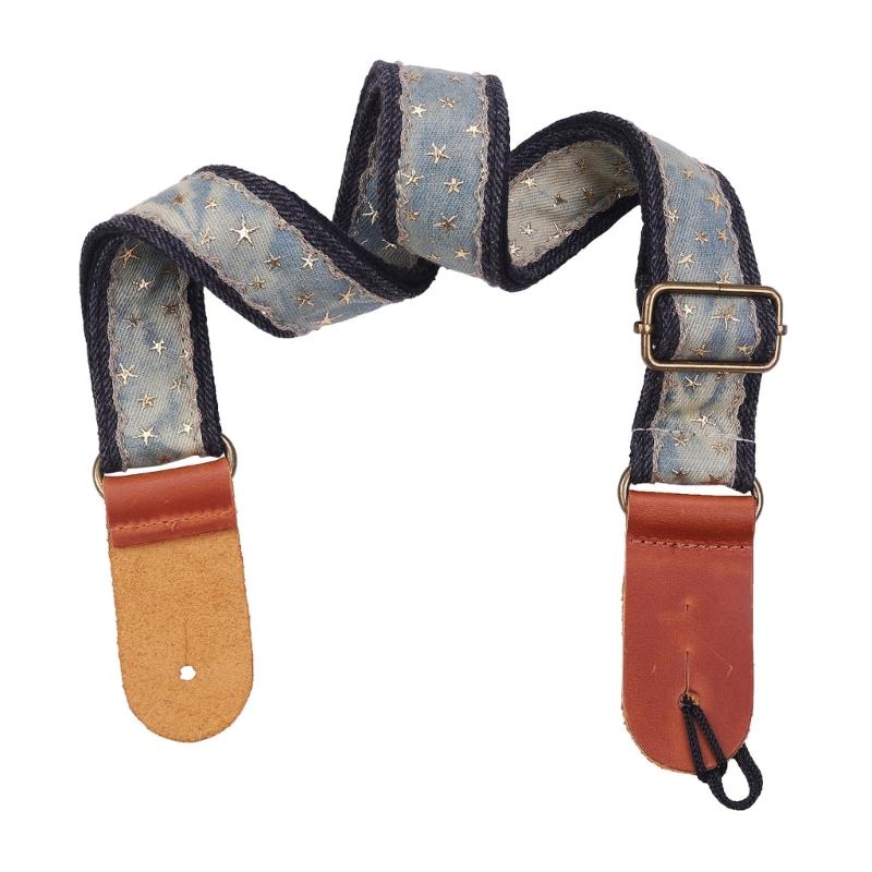 Cowboy Star Pattern Ukulele Strap Leather Adjustable Shoulder Strap Acoustic Ukulele Belt for Comfortable Playing