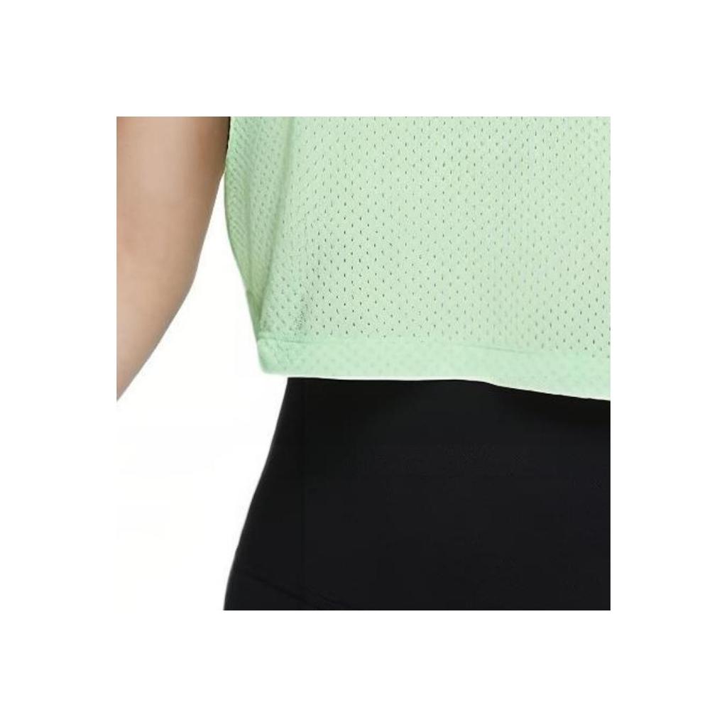 Nike Jersey de Cuello Redondo Top de Manga Corta Sólido Tops de Mujer Verde Vapor FN4118376