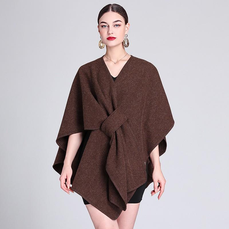 Womens Oversized Knit Shawl Cape Cardigan Warm Loose Outerwear Winter Street Style