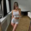Europäischer & Amerikanischer Damen Spitzenbesatz Rippstrick Pyjama Set - Sexy Lässiges Camisole und Shorts Homewear