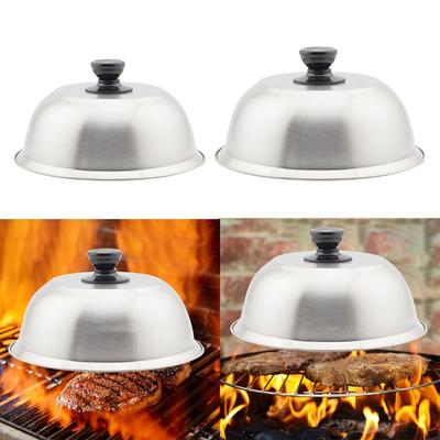 Stainless Steel Frying Pan Covers Cheese Melting Dome Sandwiches Steak Round Pot Lids Cover Cookware Barbecue Burgers