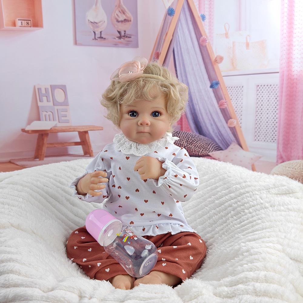 46cm Lifelike Reborn Doll with Hair and Soft Cloth Body - Girl Playhouse Companion