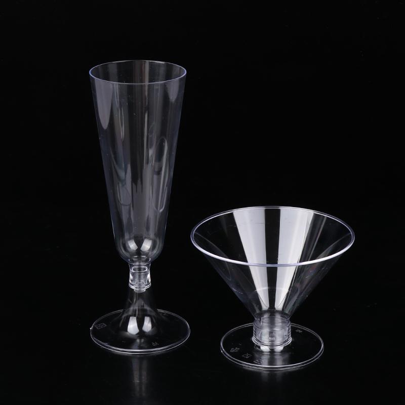 10Pcs Transparent Plastic Wine Glass Recyclable Reusable Shatterproof Wine Goblet For Champagne Dessert Beer Pudding Party
