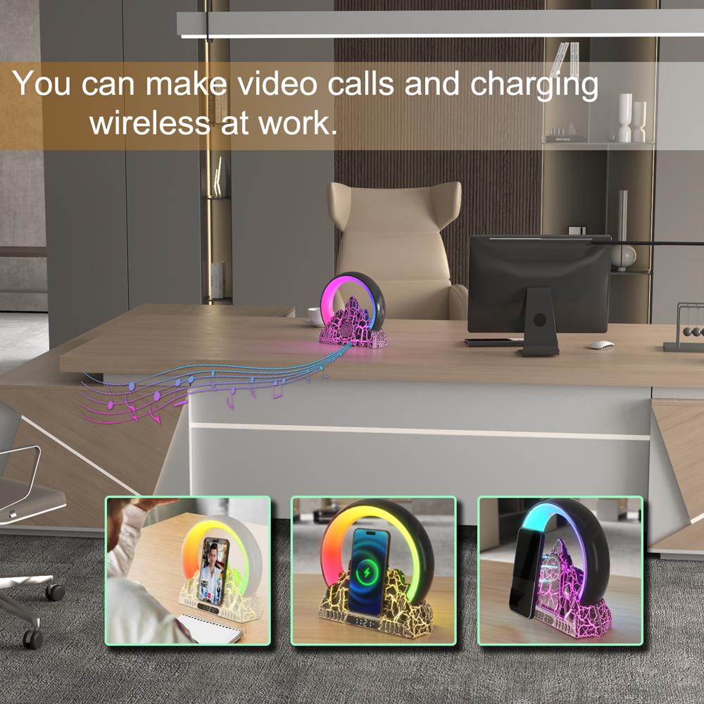 LED-Tischlampe Sunrise Buntes Umgebungslicht mit integriertem BT-Lautsprecher, Wecker, kabellos