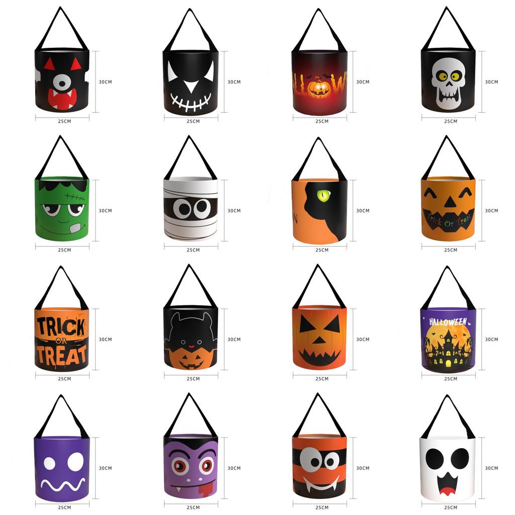 Halloween Pumpkin Bag With Cartoon Design For Trick Or Treat Candy Collecting