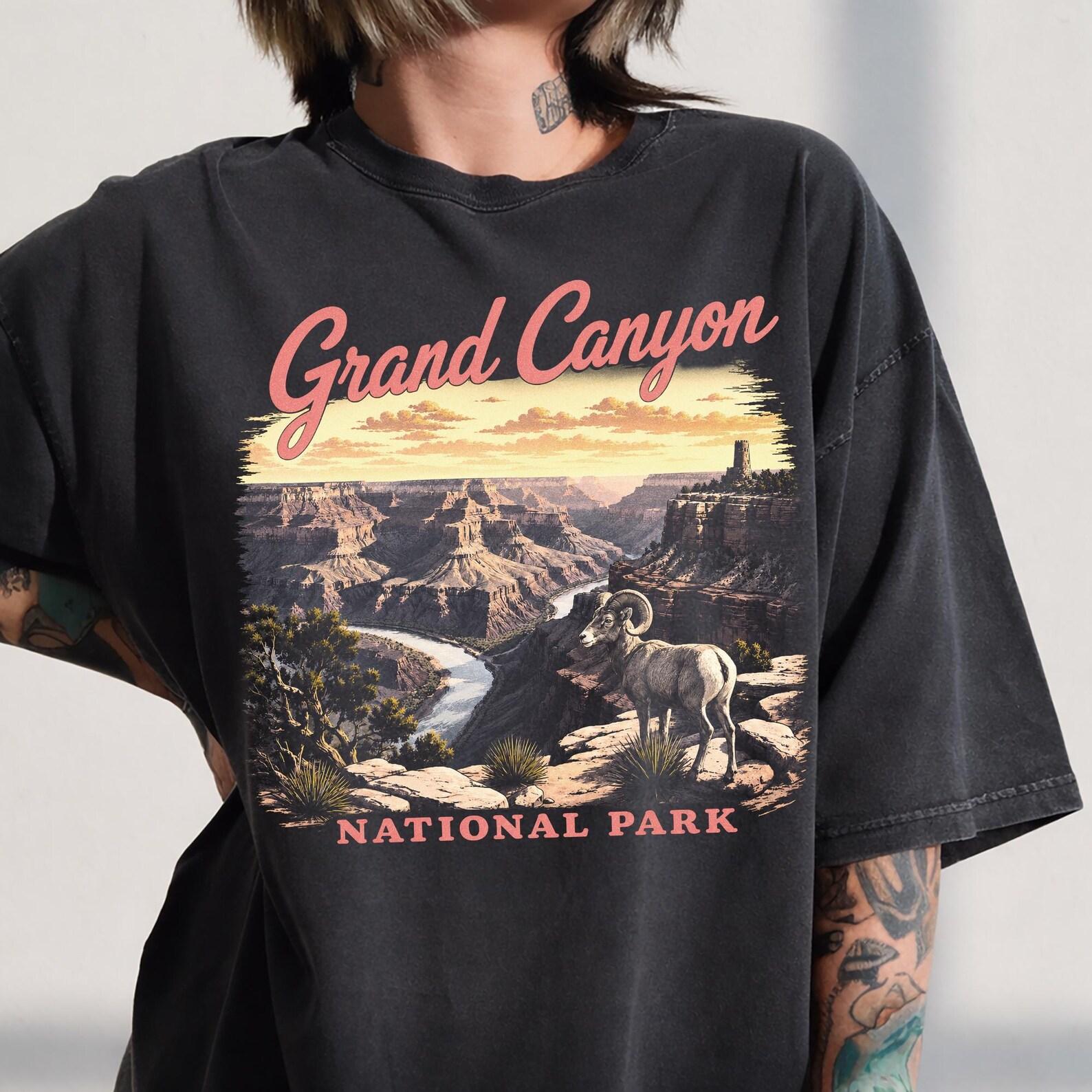 Grand Canyon National Park Shirt, Vintage Arizona Desert Tee, Retro Bighorn Sheep Graphic, Hiking Camping Adventure Gift, Nature Graphic Tee M