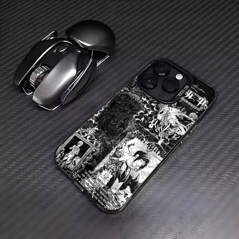 Anime B-Black Butler  Phone Case For iPhone17,16,15,14,13,12,11 Plus,Pro Max Colored Silver Plated Inside Cover