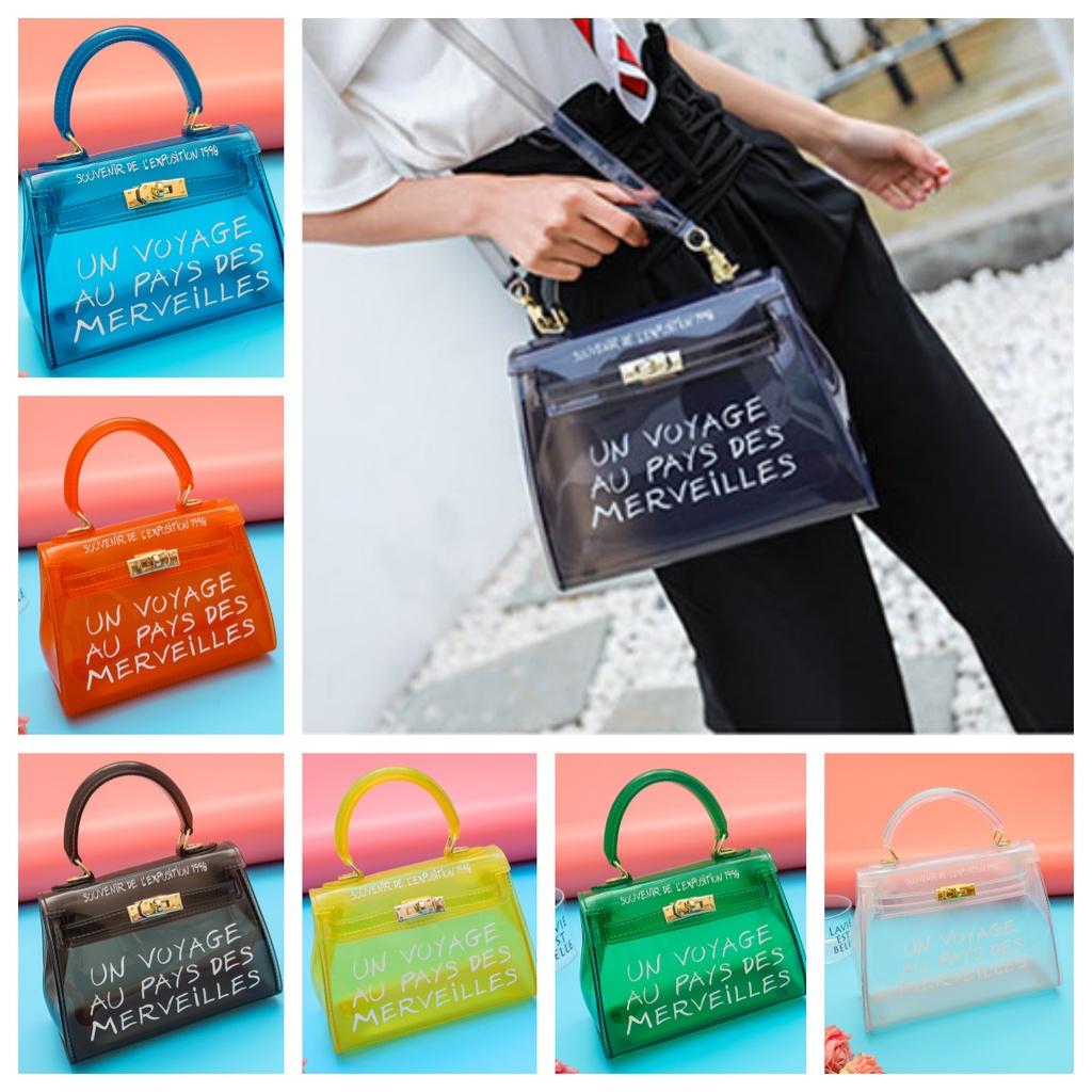 Candy-colored Transparent Shoulder Bag For Women Pvc Material Jelly Bag Medium Size Ideal For Daily Wear