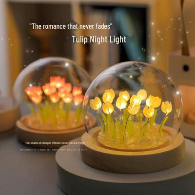 Kit DIY de Veilleuse LED Tulipe Fait Main - Décor de Chambre, Lumière d'Ambiance, Cadeau Souvenir de Vacances