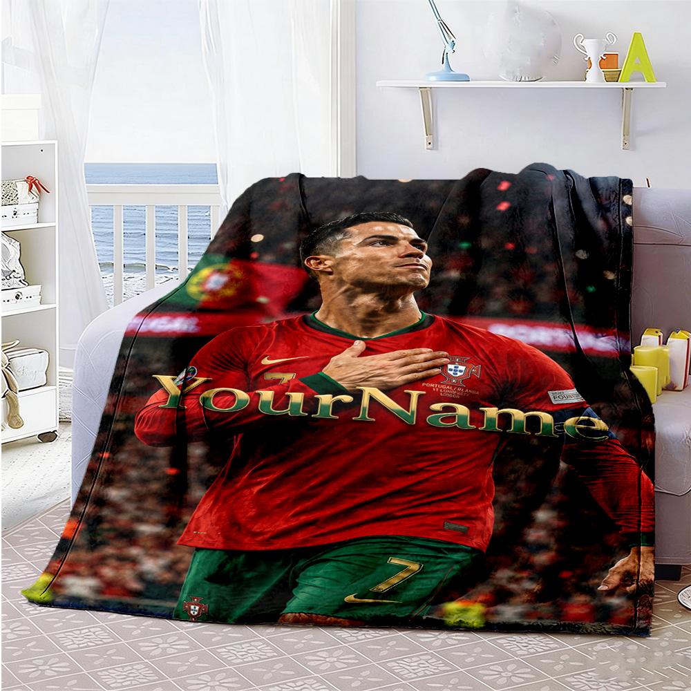 Cristiano Ronaldo 6 Personalized Text Blanket Lightweight Customizable Blanket Soft & Cozy Throw For Home Decor Office Chair Office Seaside