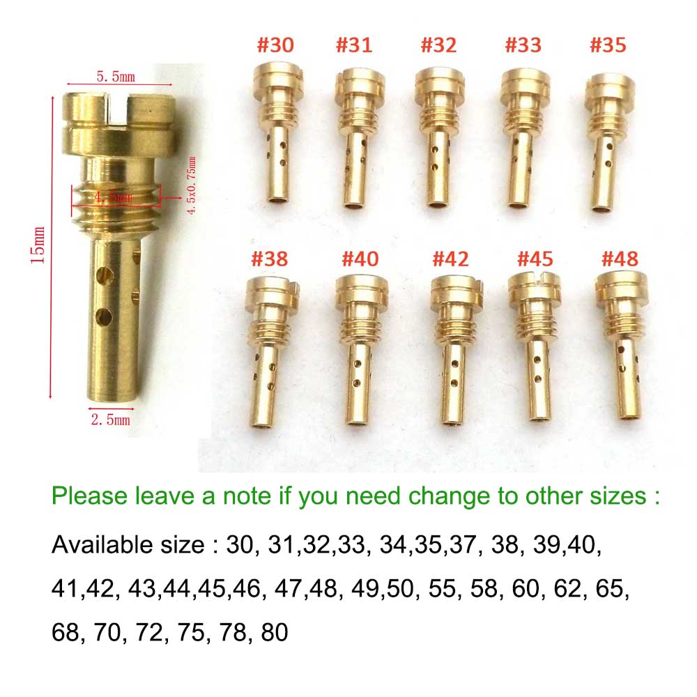 10pcs Slow Pilot Jet 4.5X0.75mm Thread for Keihin Kawasaki CV CVK FCE FCR Carburetor N424-25 Injector Nozzle