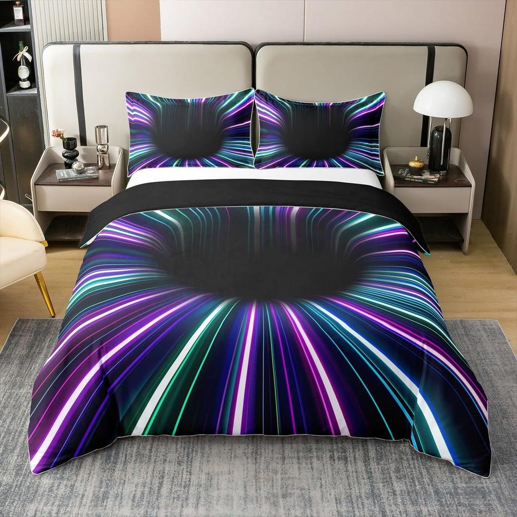 Black Hole 3D Duvet Set Psychedelic Geometric Pattern Digital Printing Bedding Three-Piece Set