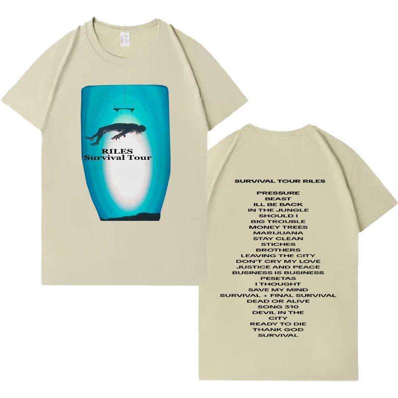 

Singer Riles New Album Tour Aesthetic Short Sleeve T Shirts Mens Casual Cotton Oversized Cozy Crewneck Loose Tshirts Streetwear 4XL