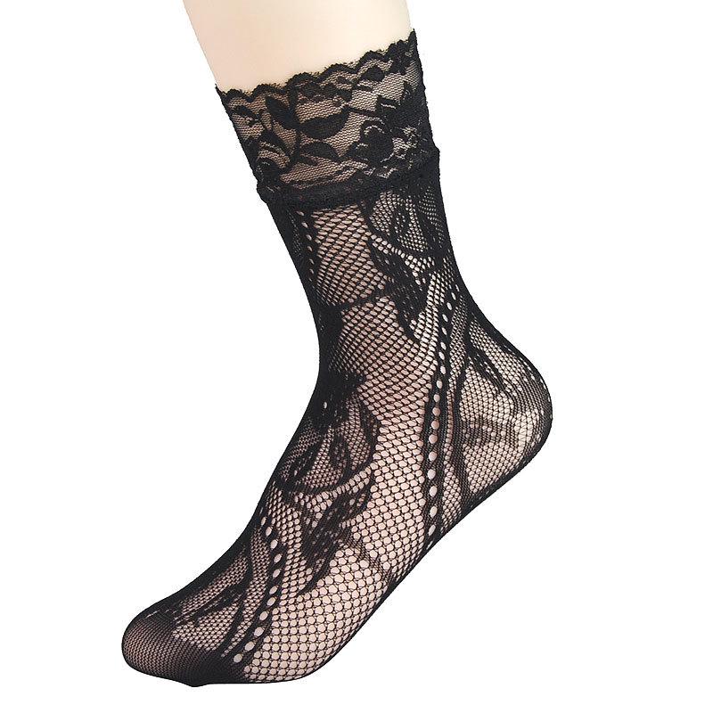 Calzini Sexy Neri a Rete per Caviglia da Donna – Stile Retro Harajuku, Sottili Estivi