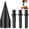 Wood Splitting Drill 32 Cm - Conical Carbon Steel Shaft, 3 Adapters (square/round/hexagonal)