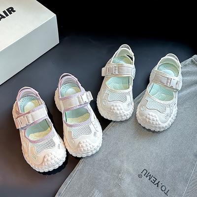 Kids Sports Sandals Non-slip Toes Capped Girls Casual Shoes Soft Sole Comfort 2025 Summer New Students Running Shoes White Trend
