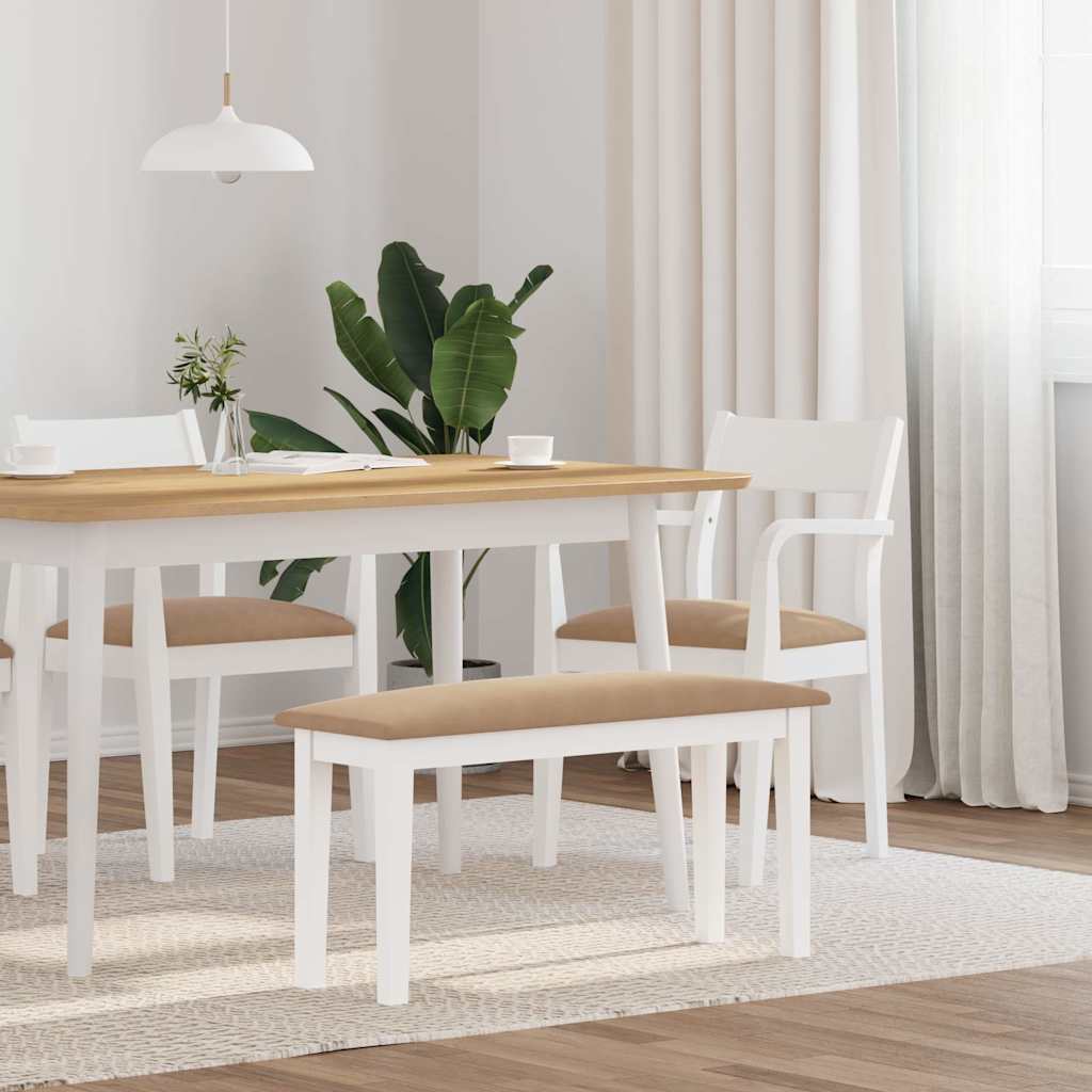 Bench 90 cm White Solid Rubberwood