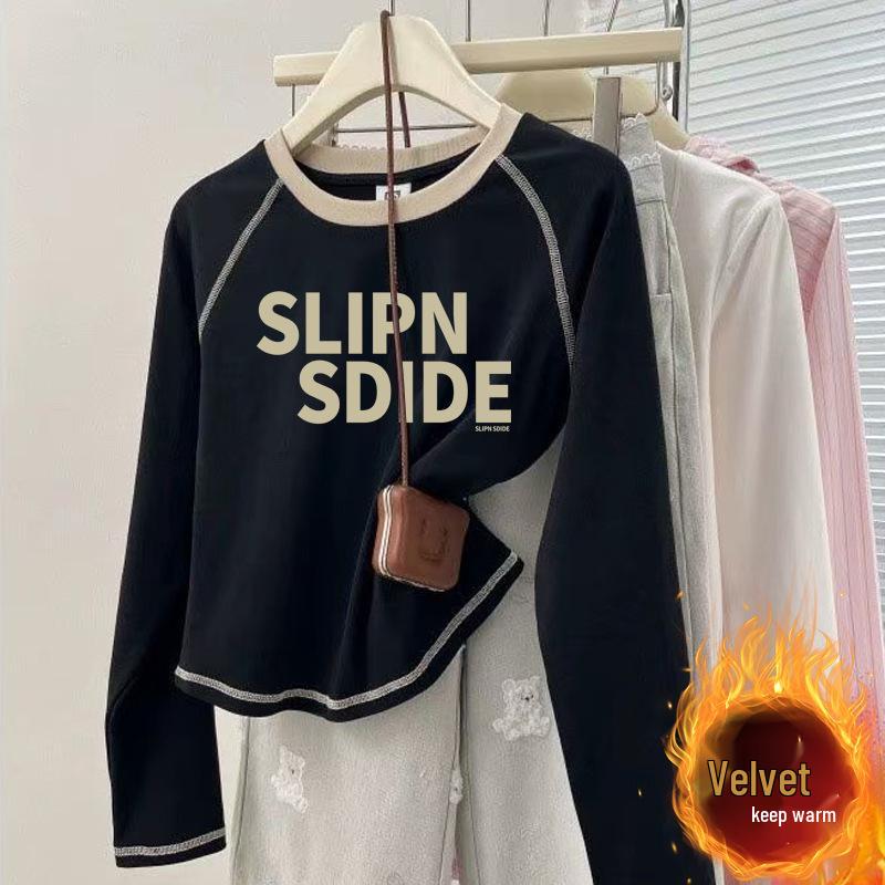 

Женская рубашка с длинным рукавом из двухстороннего немецкого бархата - Шикарное нижнее белье для осени/зимы 2024 XL (125-135 Jin)