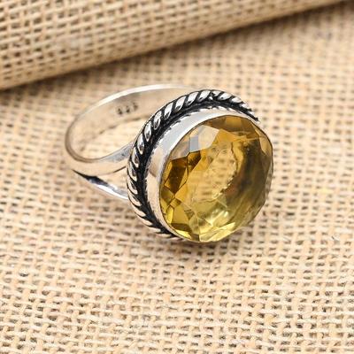 925 Sterling Silber Citrin Edelstein handgefertigter Schmuckring für Frauen
