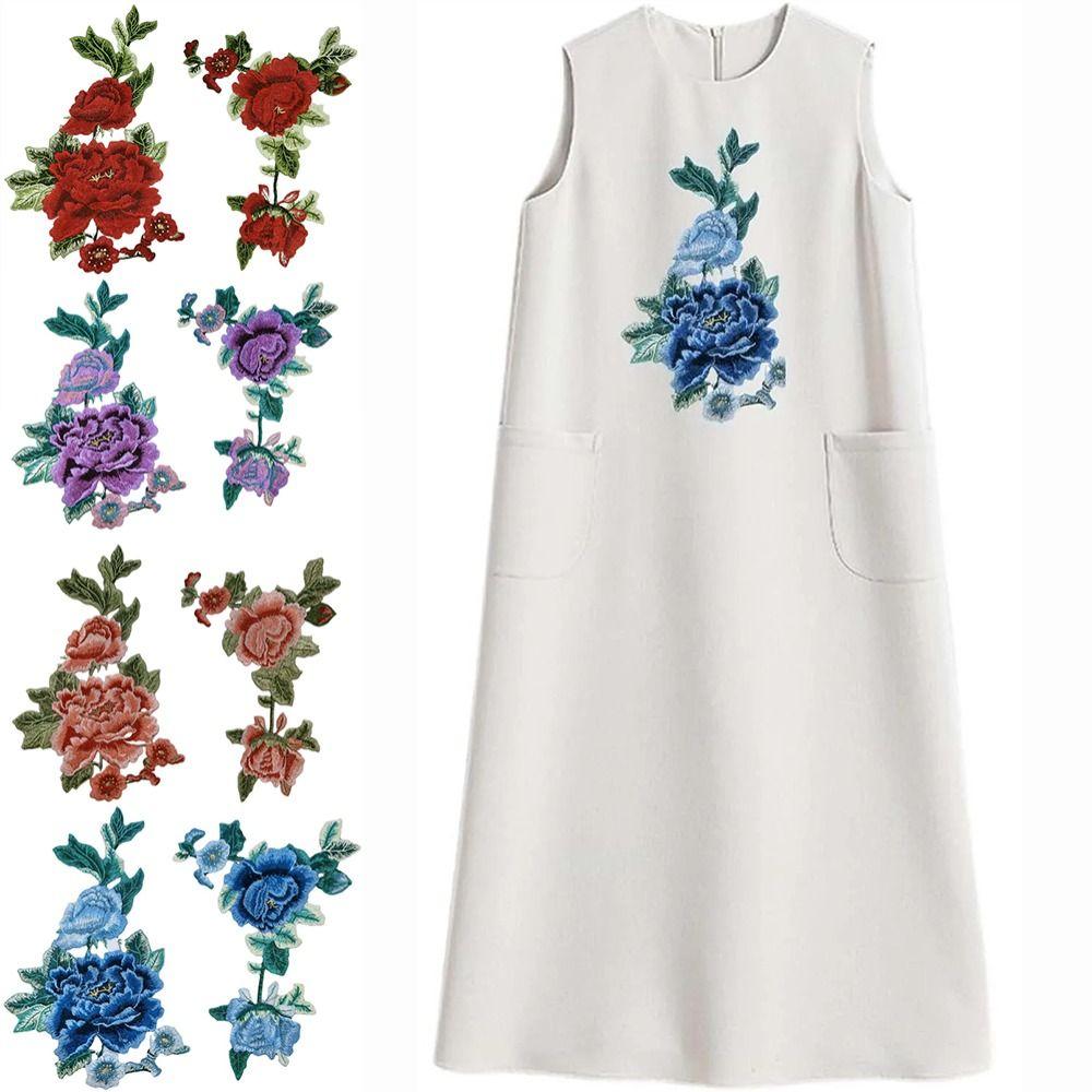 Fashion Elegant Colorful Embroidery Lace Flower Applique 3D Flower DIY Embroidery Patches Peony Flower Patch DIY Clothing