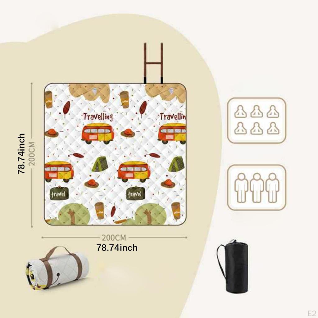 Picnic Blanket Beach Mat Portable Versatile 2MX2M Water Resistant Camping Foldable for Travel