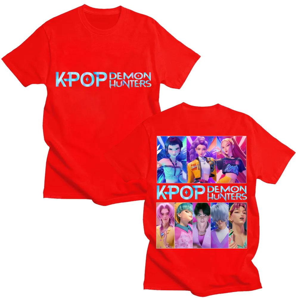 KPop Demon Hunters Huntrix Saja Boys Graphic T-shirts Men Women Fashion Manga Short Sleeve Oversized 100% Cotton Casual T Shirts