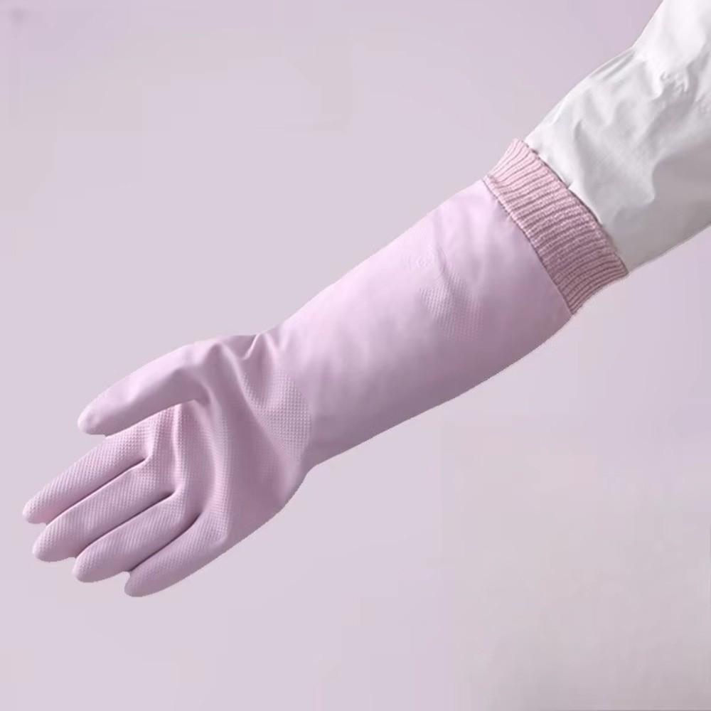 Waterproof Fleece Gloves Durable Dishwashing Gloves Long Cuff Kitchen Gloves Household