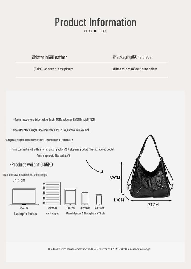 Nischen-Seidenschal-Tragetasche mit Totenkopfnieten – Vielseitige Handtasche mit großem Fassungsvermögen für Crossbody oder Einzel schultertragen