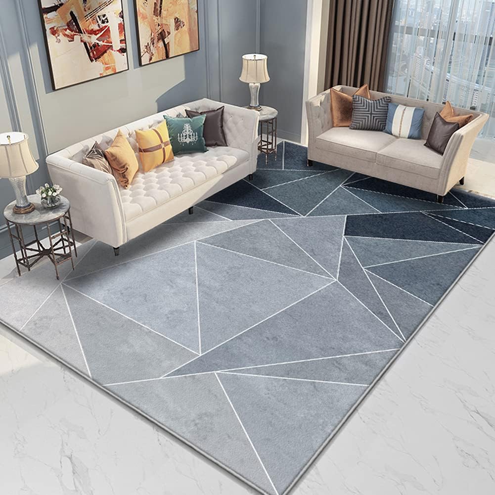 Geometric Rug Large Non-Slip Soft Living Room Bedroom Carpet Durable Home Floor Decor Mat Large Area Lounge Sofa Side