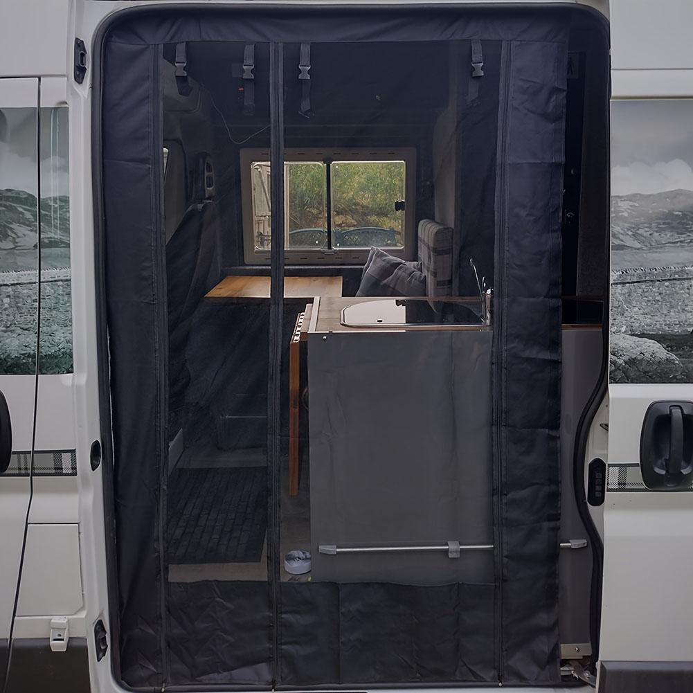 

Magnetic Caravan Door Curtain with Zipper Insect Mosquito Screen Breathable Insect Mosquito Curtain for Camper Sliding Door Back United States