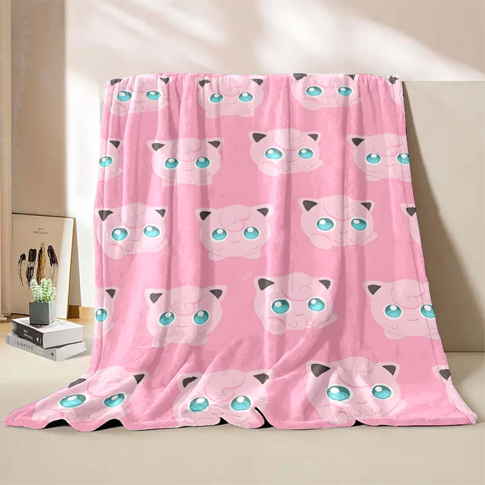 Coperte con Stampa Jigglypuff Pokémon Carino per Adulti Bambini Coperte Calde per Casa Viaggio Morbida e Confortevole Coperta Rosa Regali di Lusso