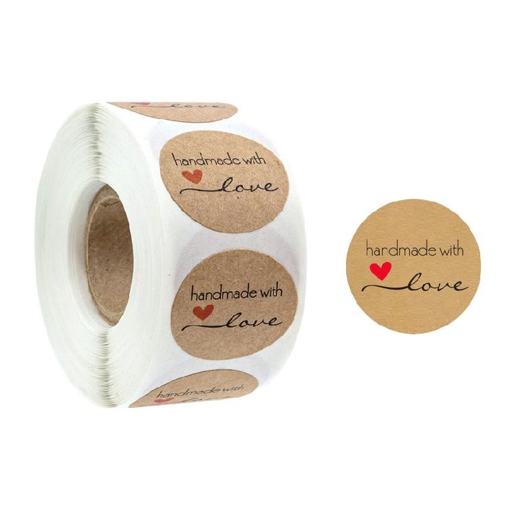Handmade Sealing Stickers 500pcs/roll Kraft Paper Cookie Biscuit Decoration
