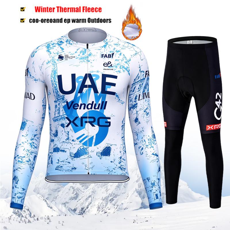 2027 UAE Team Winter Thermal Fleece Cycling Jersey Set Long Sleeve Bicycle Clothing MTB Bike Wear Maillot Ropa Ciclismo Cycling