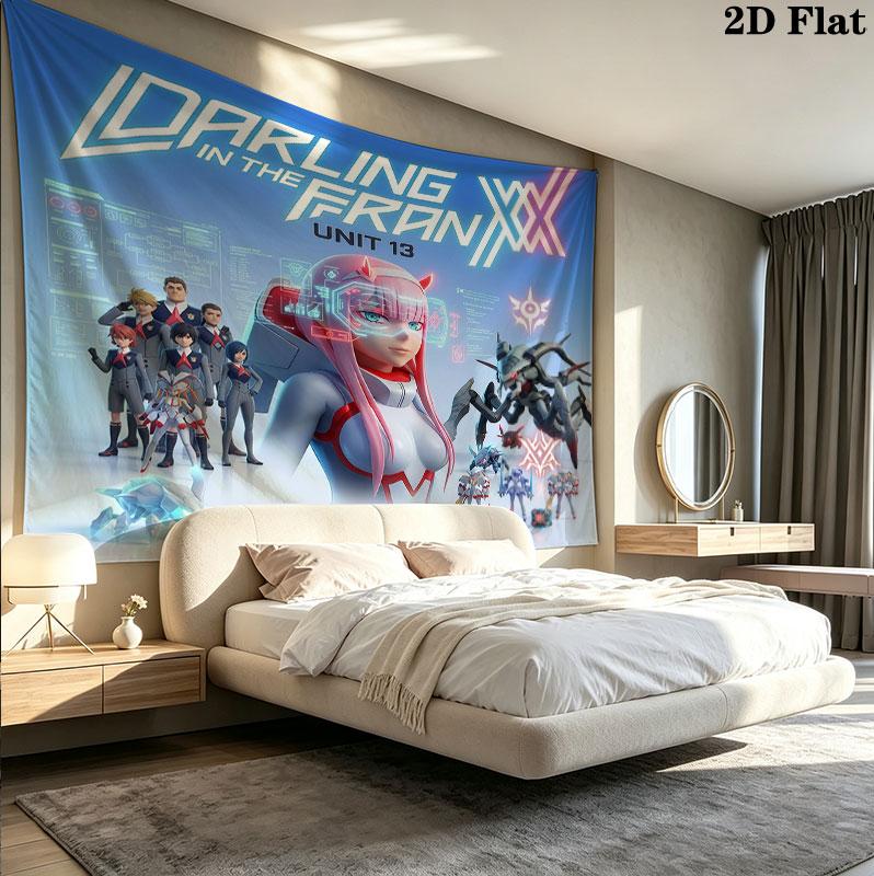 Franxx Wall Tapestry Aesthetic Wall Hanging Printed Fabric Blanket Decorative Tapestries For Bedroom Living Room Home Decor