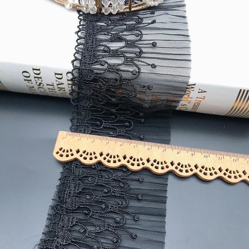 Empfehlen Doppellagiges Plissiertes Wasserlösliches Stickerei-Tropfen Fransen Spitzenstoff DIY Kleidung Rock Hochzeitskleid Dekoration